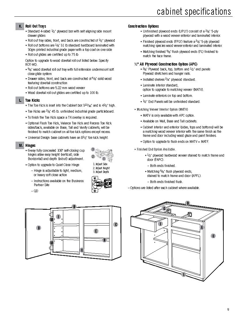 Mid Continent Cabinetry Construction Specs